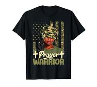 Praying Black Woman Afro Christian Sayings Prayer Warrior T-Shirt