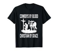 Praying Cowboy Kneeling Cowboy by Blood Christian by Grace T-Shirt
