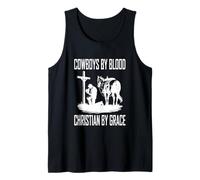 Praying Cowboy Kneeling Cowboy by Blood Christian by Grace Tank Top