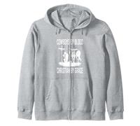 Praying Cowboy Kneeling Cowboy by Blood Christian by Grace Zip Hoodie