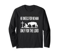 Praying Cowboy Kneeling Cross Cowboys He Kneels For No Man Long Sleeve T-Shirt