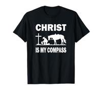 Praying Cowboy Kneeling Cross Western Christ Is My Compass T-Shirt