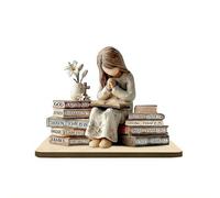Praying Girl Figurine, Religious Christian Home Decor with LOVED CHOSEN UNIQUE Scripture on Books, Inspirational Gift for Women Girls Baptism Confirmation Easter Christmas, 3 Sizes