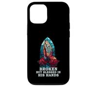 Praying Hand Stained Glass Broken But Blessed Religious Case for iPhone 12/12 Pro
