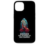 Praying Hand Stained Glass Broken But Blessed Religious Case for iPhone 13