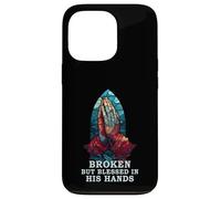 Praying Hand Stained Glass Broken But Blessed Religious Case for iPhone 13 Pro