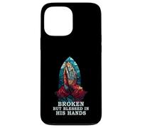 Praying Hand Stained Glass Broken But Blessed Religious Case for iPhone 13 Pro Max