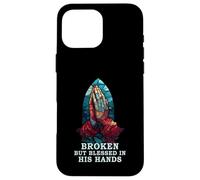 Praying Hand Stained Glass Broken But Blessed Religious Case for iPhone 16 Pro Max