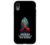 Praying Hand Stained Glass Broken But Blessed Religious Case for iPhone XR