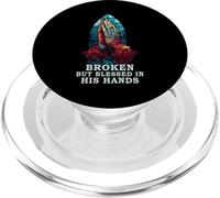 Praying Hand Stained Glass Broken But Blessed Religious PopSockets PopGrip for MagSafe