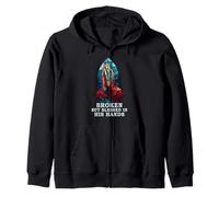 Praying Hand Stained Glass Broken But Blessed Religious Zip Hoodie