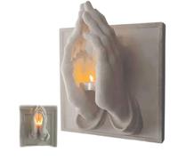 Praying Hands A Perfect Blend of Warmth and Wishes, 3D Praying Hands Wall Sconce, Decorative Candle Holder,for Home, Office, Church, Home Table Decoration (White(Plastic 200g))