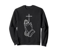 Praying Hands and Cross Minimal Christian Sweatshirt