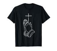 Praying Hands and Cross Minimal Christian T-Shirt