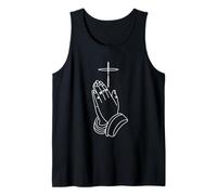 Praying Hands and Cross Minimal Christian Tank Top