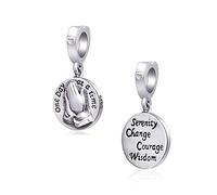 Praying Hands Charms 925 Sterling Silver Love Prayer Dangle-Serenity Change Courage Wisdom Charms fits Pandora Style Bracelet, Gifts for Mothers Day/Thanksgiving