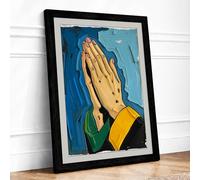 Praying Hands Framed Wall Art Print A1 Black