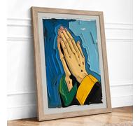 Praying Hands Framed Wall Art Print A2 Oak