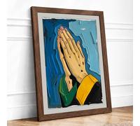 Praying Hands Framed Wall Art Print A2 Walnut