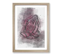 Praying Hands in Abstract Framed Print | A2 Oak Framed Wall Art | Ready to Hang | Abstract Fantasy Picture | Living Room Bedroom Lounge Office