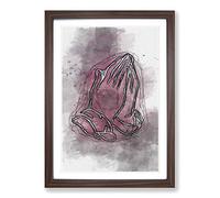 Praying Hands in Abstract Framed Print | A2 Walnut Framed Wall Art | Ready to Hang | Abstract Fantasy Picture | Living Room Bedroom Lounge Office
