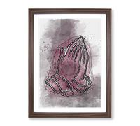Praying Hands In Abstract Modern Framed Wall Art Print, Ready to Hang Picture for Living Room Bedroom Home Office Décor, Walnut A4 (34 x 25 cm)