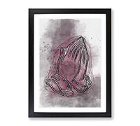 Praying Hands In Abstract Modern Framed Wall Art Print, Ready to Hang Picture for Living Room Bedroom Home Office Décor, Black A2 (64 x 46 cm)