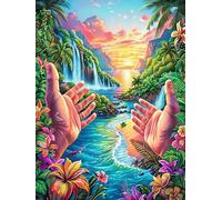 Praying Hands in Magical Forest 1000 Piece Complete Premium Jigsaw Puzzle Magical Accompany Fairy Tale Collectors Mind Relaxation Educational Decorative Puzzle Gifts for Adults Premium Cardboard 1000