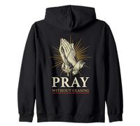 Praying Hands Jesus Cross Rosary Faith Devotion Prayer Zip Hoodie