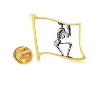 Praying Human Skeleton Sketch Golden Metal Flag Lapel Pin Badge