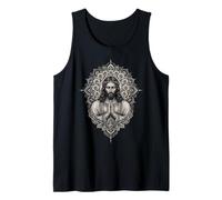 Praying Jesus Christ Rose Halo Gothic Sacred Icon Artwork Tank Top