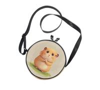 Praying Little Hamster Round Side Purse Crossbody for Women Practical with Adjustable Strap Shoulder Bags Go shopping Canvas Messenger Purse