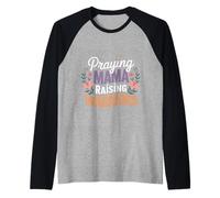 Praying Mama Raising Warriors Faith Motherhood Mother ---- Raglan Baseball Tee