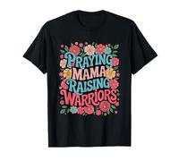 Praying Mama Raising Warriors Floral Vintage Christian T-Shirt