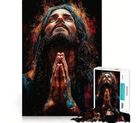 Praying Man in Abstract Art 1000 Piece Jigsaw Puzzles for Adults Jigsaw Memory Lift Slow Enjoy Image Assembly Creative Gift (38x26cm)