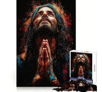 Praying Man in Abstract Art Jigsaw Puzzle 1000 Piece for Adults Strong Logic Toy Anxiety Relief Clear Edge Festival Gift (38x52cm)