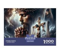 Praying Man Religious Cross 1000 Piece Jigsaw Puzzle Paper for Adults Night Reflection 70x50cm/1000pcs