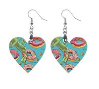 Praying Mantis And Donuts Novelty Women's Dangle Earrings Fashion Printed Wood Earring Drop Pendants Jewelry