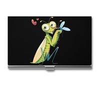 Praying Mantis Eating Mosquito Novelty Business Card Holders Slim Metal Credit Name Cards Case Wallet Organizer for Men Women 3.7" X 2.2" X 0.3"