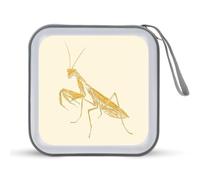 Praying Mantis Insect Portable CD Case Holder 40 Capacity Travel DVD Wallet Hard Plastic Zipper Storage for Car Home Travel