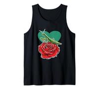 Praying Mantis on a Rose Heart Design Tank Top