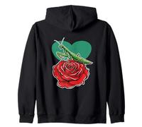 Praying Mantis on a Rose Heart Design Zip Hoodie