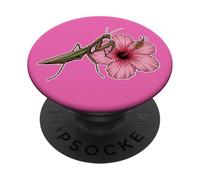 Praying Mantis on Hibiscus Flower Design PopSockets Adhesive PopGrip