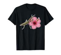 Praying Mantis on Hibiscus Flower Design T-Shirt