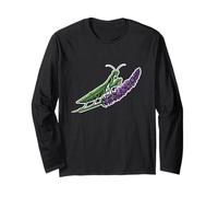 Praying Mantis on Lavender Flower Design Long Sleeve T-Shirt