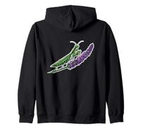 Praying Mantis on Lavender Flower Design Zip Hoodie