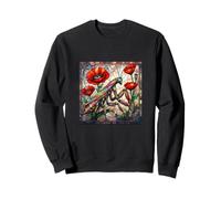 Praying mantis stained glass vibrant poppy flower insect art Sweatshirt