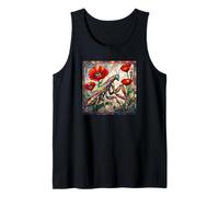 Praying Mantis Stained Glass Vibrant Poppy Flower Insect Art Tank Top