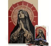 Praying Mary with Halo Jigsaws 1000 Pieces for Adults Brain Challenge Toy Peaceful Time Clear Cut Art Collectible (38x26cm)