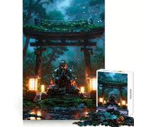 Praying Samurai Jigsaw Puzzles 1000 Pieces for Adults Memory Boost Warm Time Image Assembly Fine Art Piece (38x26cm)